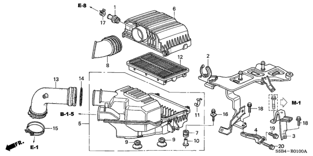 2005 Honda Civic  Element Assembly, Air Cleaner Diagram for 17220PZA000