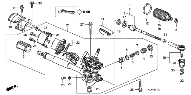 2007 Honda Fit  End, Tie Rod Diagram for 53540SLNA01