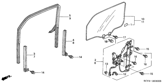 2006 Honda Element  Sash, R. FR. Door (Lower) (FR) Diagram for 72230SCVA01