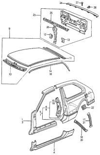 1982 Honda Accord Stiffener, RR. Panel (Upper) Diagram for 80314SA5300ZZ