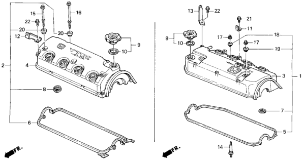 1994 Honda Del Sol Gasket, Head Cover Diagram for 12341P08000