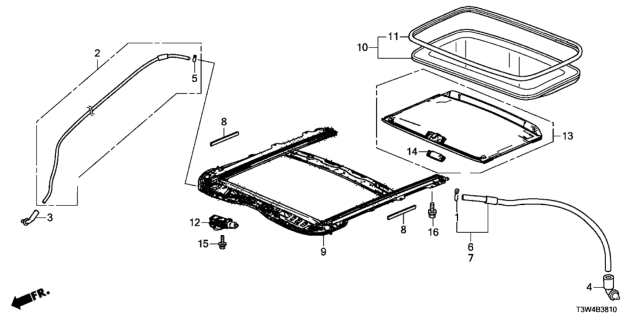 2017 Honda Accord Hybrid Frame, Sunroof Diagram for 70100T2AA01