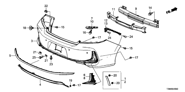 2017 Honda Accord Clip, Rear RR Diagram for 90651T2AA01