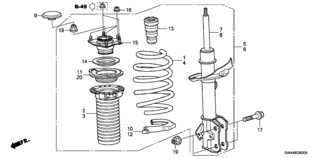 2011 Honda CR-V  Cap, FR. Shock Absorber Mounting Diagram for 51608SNA000