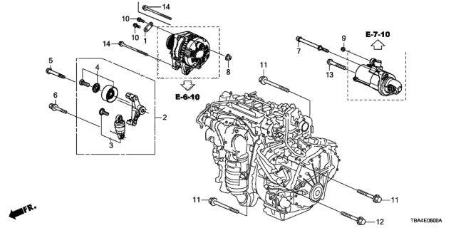 2017 Honda Civic Stay, Alternator Diagram for 3111359B000
