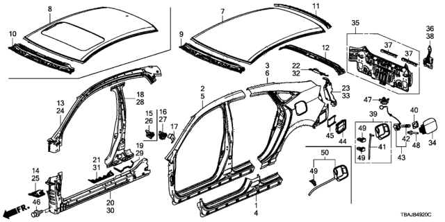 2018 Honda Civic  Lid Complete, Fuel Filler Diagram for 63910TBAA00ZZ