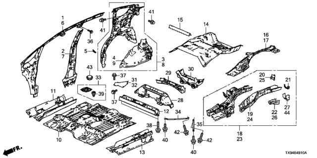 2014 Honda Fit EV  Panel, R. RR. Inside Diagram for 64300TX9305ZZ