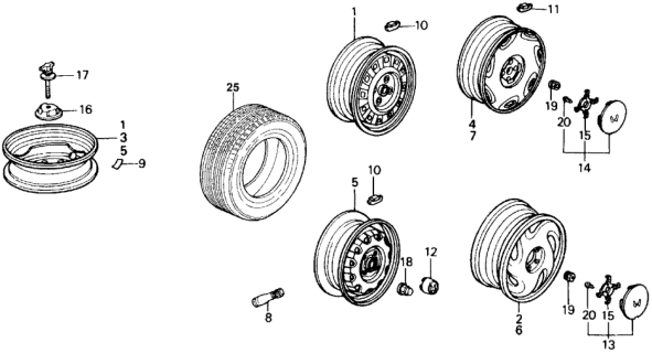1989 Honda CRX  Disk, Driver Side Aluminum Wheel (5-Jx14) Diagram for 42710SH2000