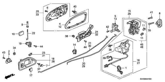 1994 Honda Accord  Holder, Door Lock Rod Diagram for 72175SH3901