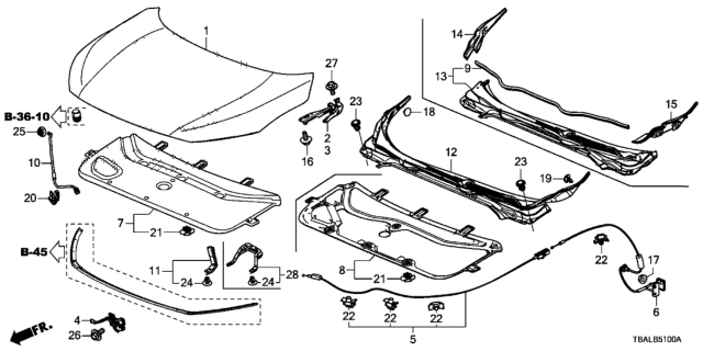 2020 Honda Civic  Stay, Hood Open Diagram for 74145TBAA00