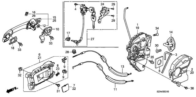 2011 Honda Pilot  Handle Assembly, Passenger Side Inside (Graphite Black) Diagram for 72120SZAA01ZB