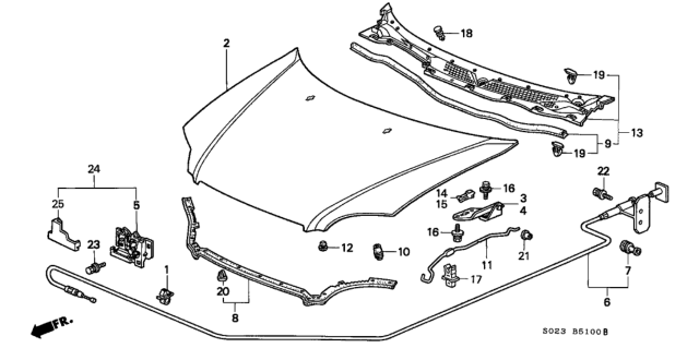 1999 Honda Civic  Rubber, Hood Seal Diagram for 74142S04G10
