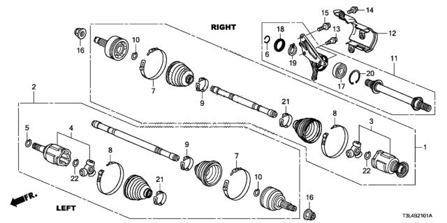 2015 Honda Accord Joint, Inboard Diagram for 44310T3MA31