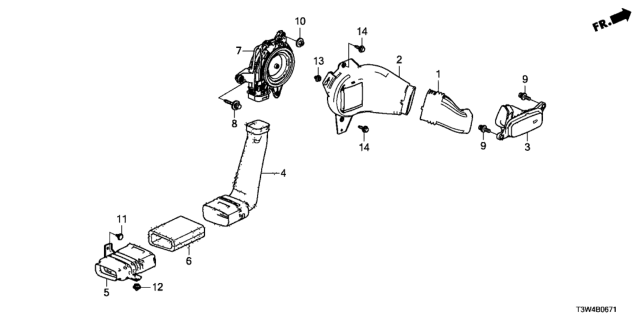 2017 Honda Accord Hybrid Duct FR., Fan Outlet Diagram for 1J6815K1N00