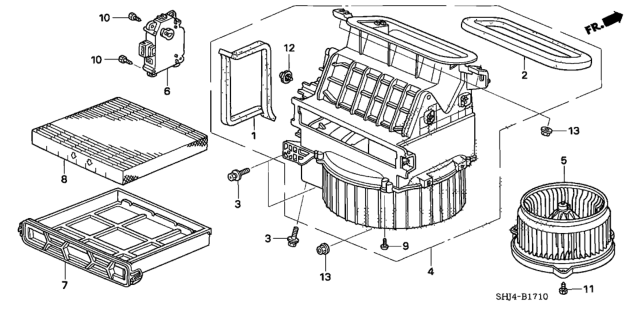2008 Honda Odyssey Motor Assembly, Fan Diagram for 79310SHJA01