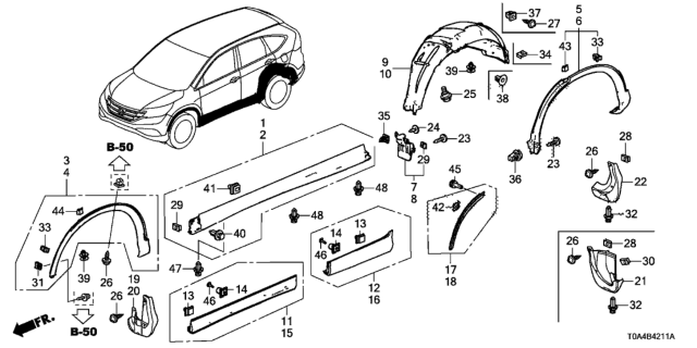 2015 Honda CR-V  Garn Assy L, Side Diagram for 71850T0GA01