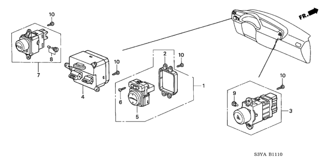 2004 Honda Insight Switch Assembly, Power Window Master Diagram for 35750S3YA02