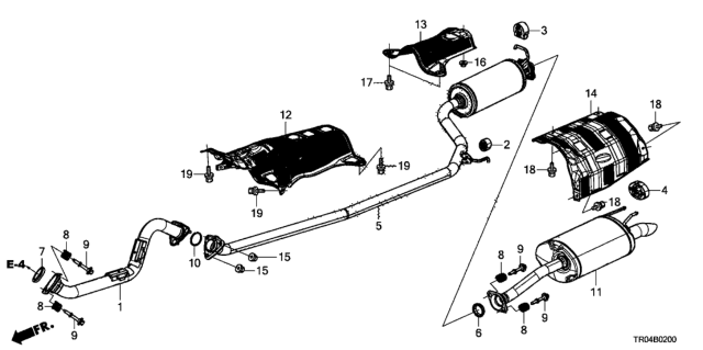 2012 Honda Civic Gasket, Exhuast Flexible Diagram for 18229TR0A01