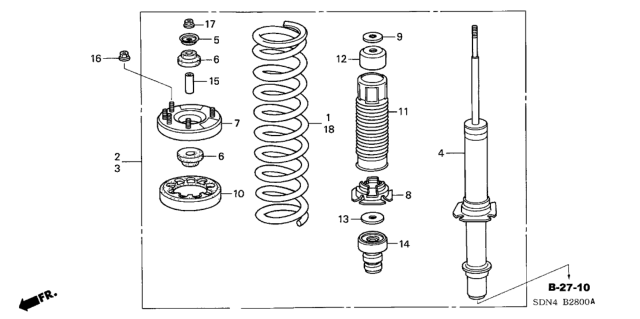 2004 Honda Accord Spring, Front Diagram for 51401SDAA13