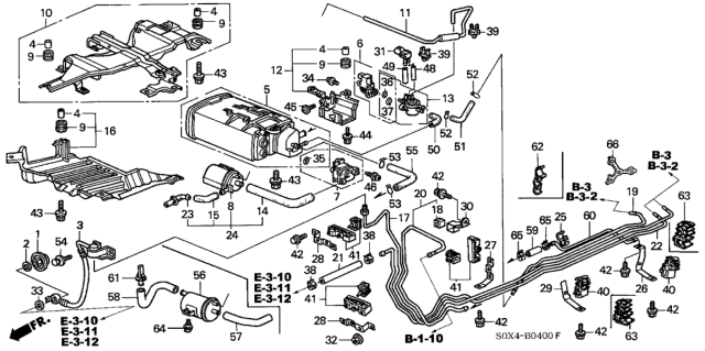 2001 Honda Odyssey  Stay C, Fuel Pipe Diagram for 17763S0XA00