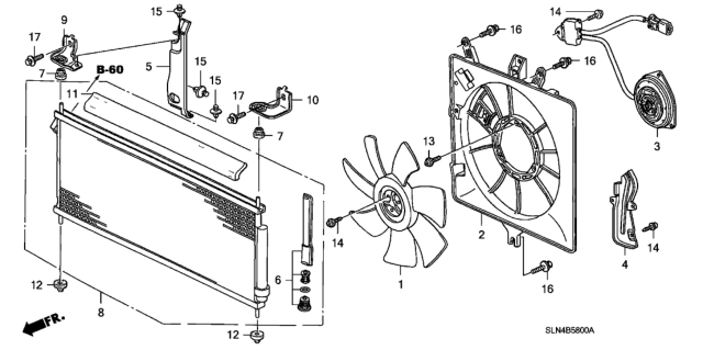 2008 Honda Fit  Condenser Assy. Diagram for 80110SAA013