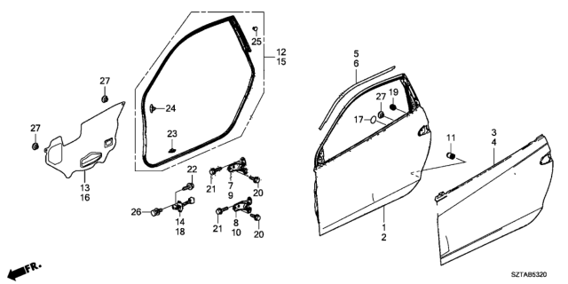 2015 Honda CR-Z  Tape, R. FR. Door Sash (Upper) Diagram for 67325SZT003