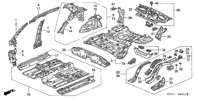 2003 Honda Accord  Floor, FR. Diagram for 65100SDAA31ZZ