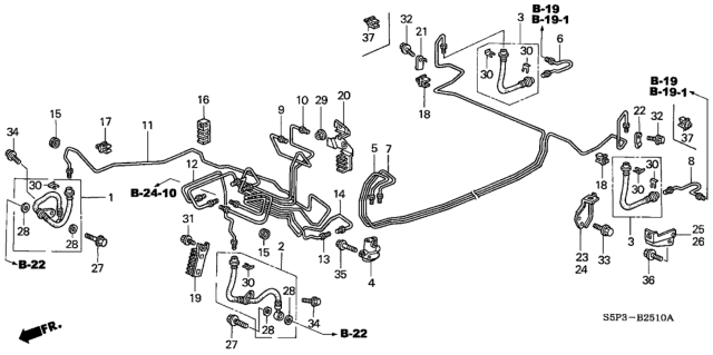 2001 Honda Civic  Pipe V, Brake Diagram for 46375S5AA51