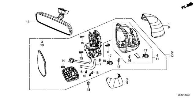 2013 Honda Civic  Cap, Passenger Side Skull (Dyno Blue Pearl) Diagram for 76201TR0A01ZA