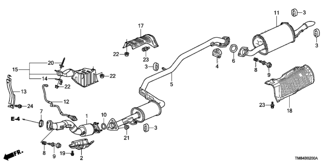 2014 Honda Insight  Sensor, Rear Oxygen Diagram for 36532RBJ004