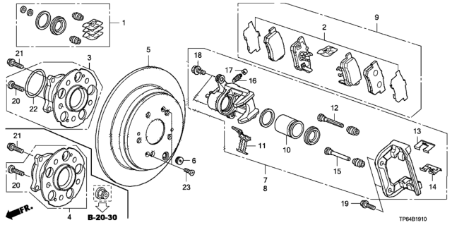 2015 Honda Crosstour  Set, Pad Rear Diagram for 43022TP6A01