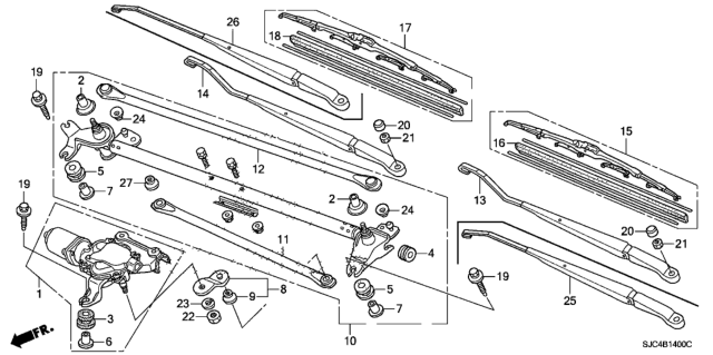 2011 Honda Ridgeline Arm, Windshield Wiper (Passenger Side) Diagram for 76610SJCA11