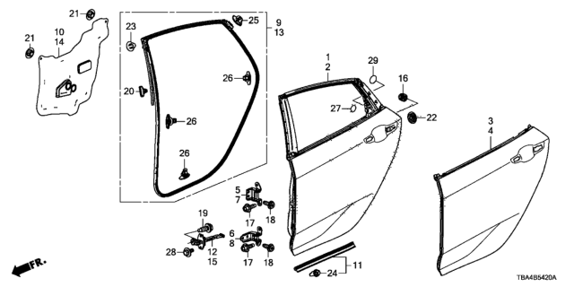 2016 Honda Civic  Panel, L. RR. Door (DOT) Diagram for 67550TBAA00ZZ