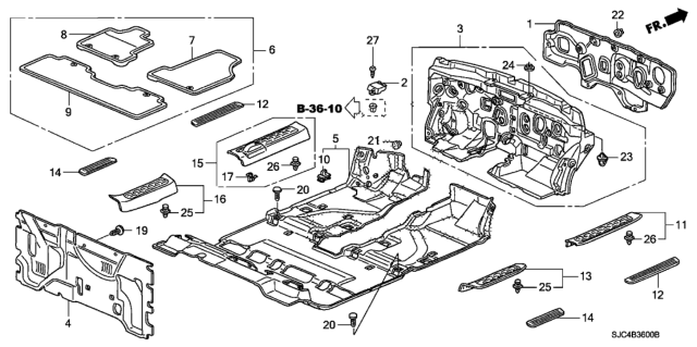 2012 Honda Ridgeline  Holder, Floor Mat Diagram for 83650SHJA01