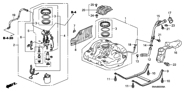2007 Honda Civic  Regulator Assembly, Pressure Diagram for 17052SVBA30