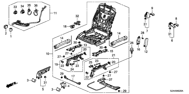 2009 Honda Pilot Knob, R. FR. Seat Reclining *NH686L* (QP LIGHT WARM GRAY) Diagram for 81231SNAA01ZK