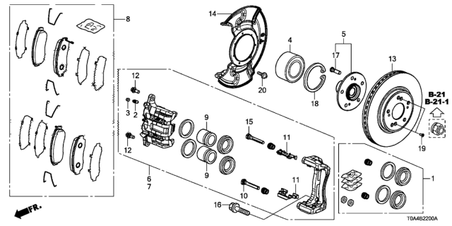 2015 Honda CR-V  Pad Set, Front Diagram for 45022T0AA01