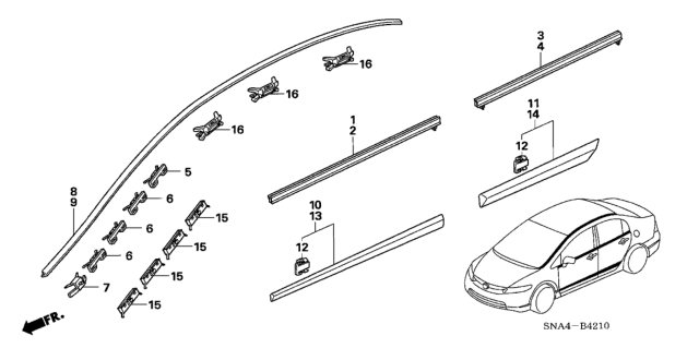 2026 Honda HR-V Protector, R. FR. Door *R513* (RALLYE RED) Diagram for 75302SNEA01ZN