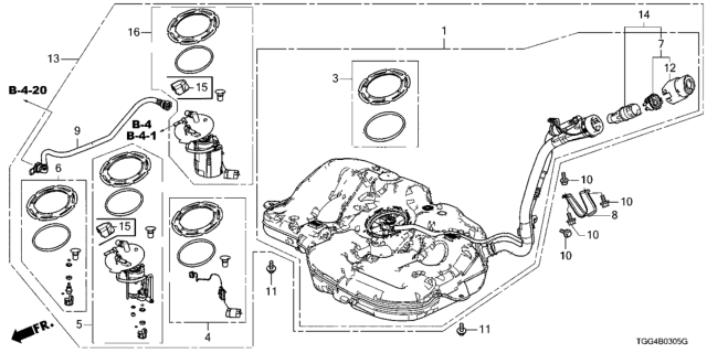 2017 Honda Civic  Tank, Fuel Diagram for 17044TGGA02