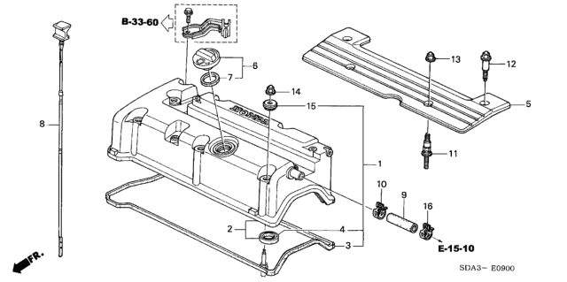 2003 Honda Accord  Tube, Breather Diagram for 17153RAAA00