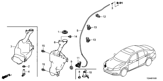 2013 Honda Accord  Cap, Washer Mouth Diagram for 76802SK7003