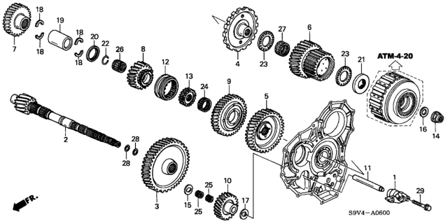 2004 Honda Pilot  Gear, Countershaft Second Diagram for 23441RAY000