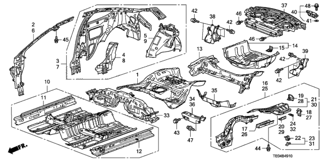 2011 Honda Accord  Pillar, L. FR. (Inner) Diagram for 64510TE0A00ZZ