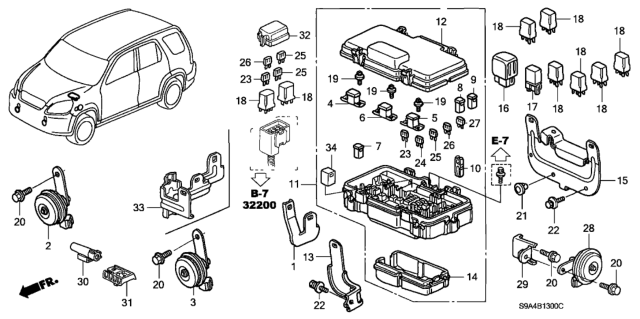 2005 Honda CR-V Detector Unit, Electronic Load Diagram for 38255S5A003