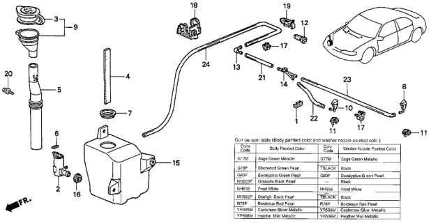 1996 Honda Accord Hose, Washer Diagram for 76805SV7V00