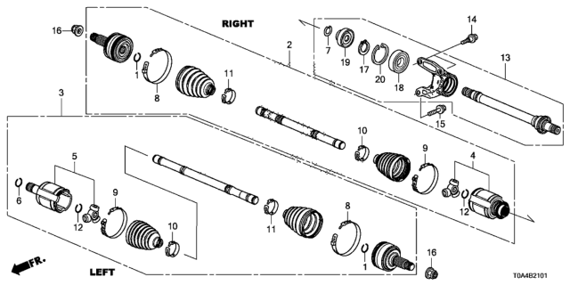 2015 Honda CR-V Shaft Assembly R Drive Diagram for 44305T1WA01