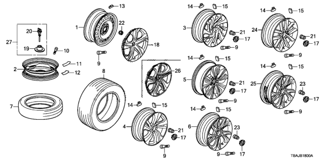 2018 Honda Civic  Tire, 215/55R16 93 Diagram for 42751FIR016