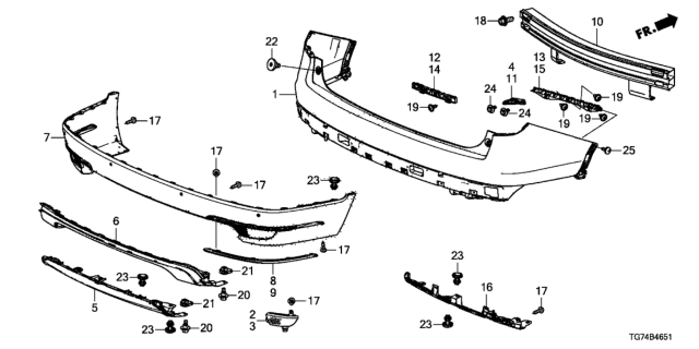 2021 Honda Pilot  Face, Rear Bumper Diagram for 04715TG7A50ZZ