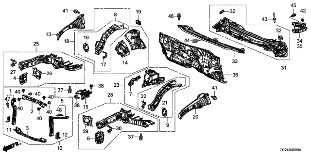 2012 Honda Civic Dashboard (Lower) Diagram for 61500TR2A00ZZ