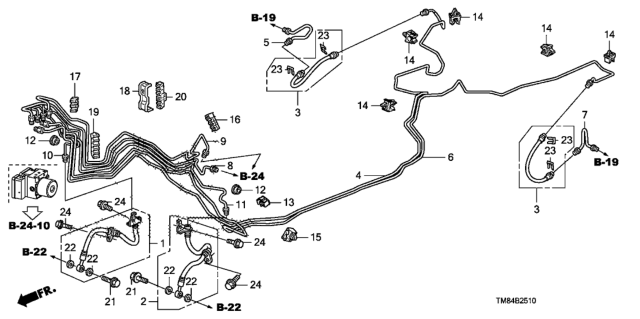 2010 Honda Insight Hose Set, Rear Brake Diagram for 01466TM8A00